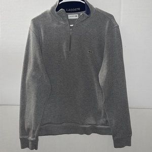 Lacoste Grey Zip Stand-Up Collar Knit Sweatshirt